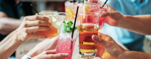 toasting with non-alcoholic beverage