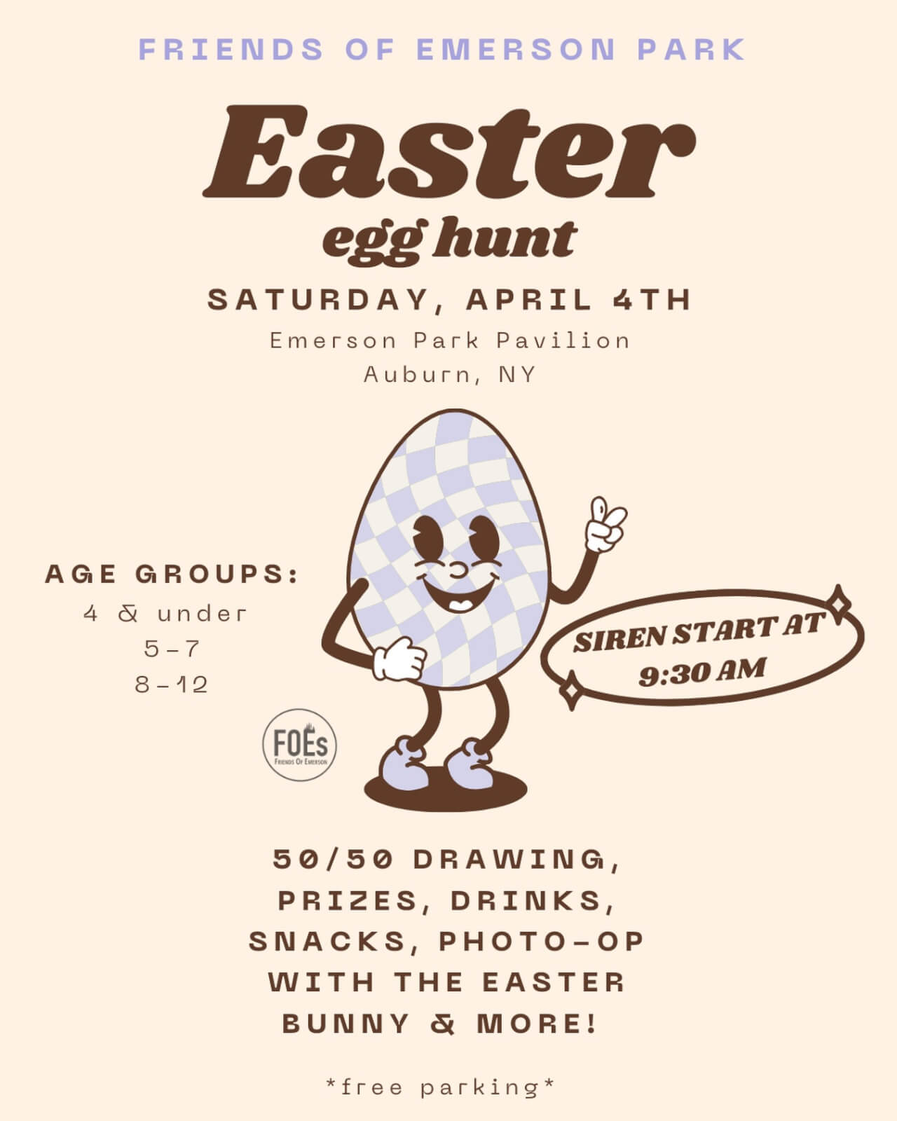 Celebrate Easter in Cayuga County: Brunch, Egg Hunts & Family Fun! Flyer for easter egg hunt at Emerson park