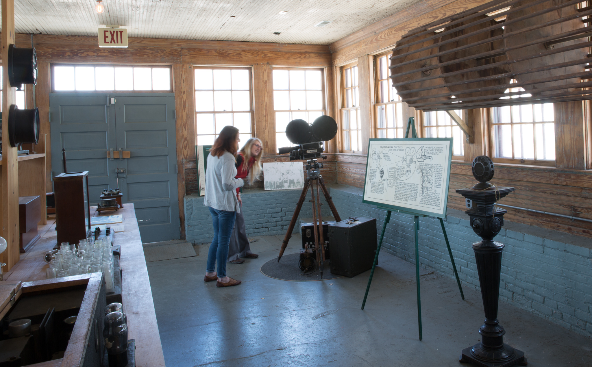 Discover the Birthplace on Sound on Film Sound on film attraction at the Cayuga Museum. Room with old fashioned camera
