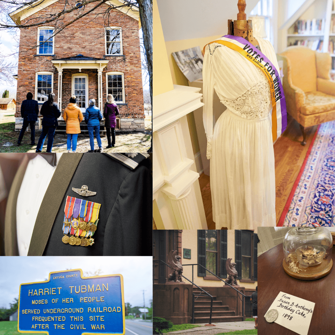 collage of local points of interest, Harriet Tubman Home, Howland Stone Store Museum . Image is for the Lore Trip Blog